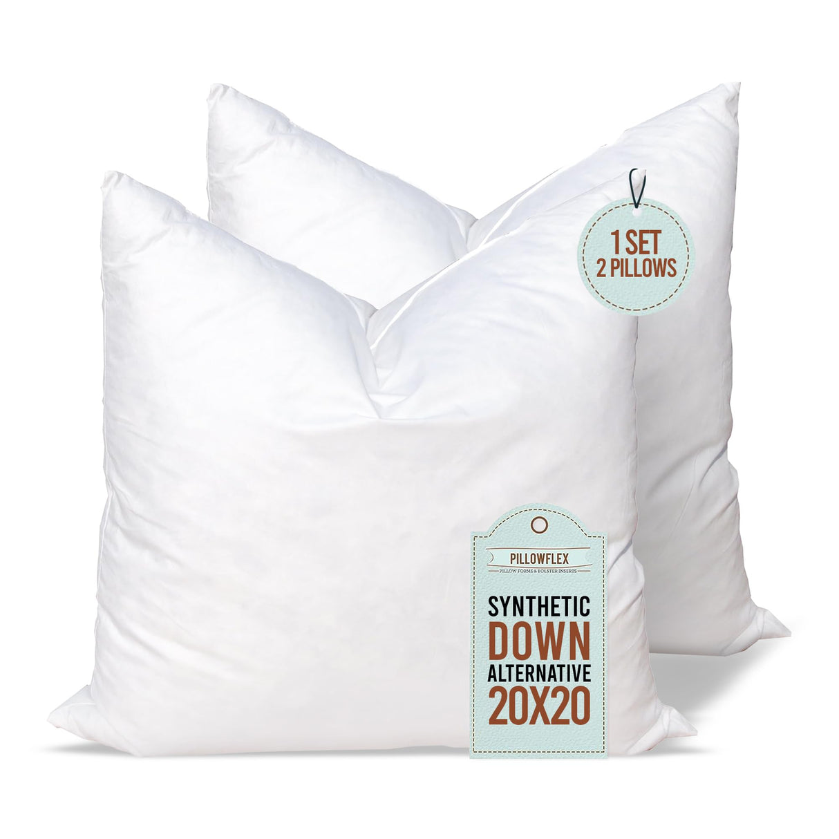 Synthetic Down Pillow Insert - 20x20 Down Alternative Pillow, Ultra Soft Large Square Throw Pillow