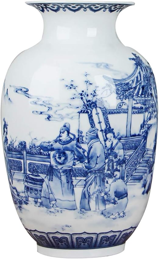 Classic Ancient Blue and White Porcelain Vase, Jingdezhen Chinese Style Decorative