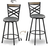 New Brown Swivel Bar Stools Set of 2, Adjustable Seat Height Bar Stools