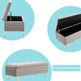 Upholstered Storage Bench Velvet Bed Bench with Storage Entryway Bench