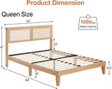 Rattan Bed Frame Queen with LED Lights