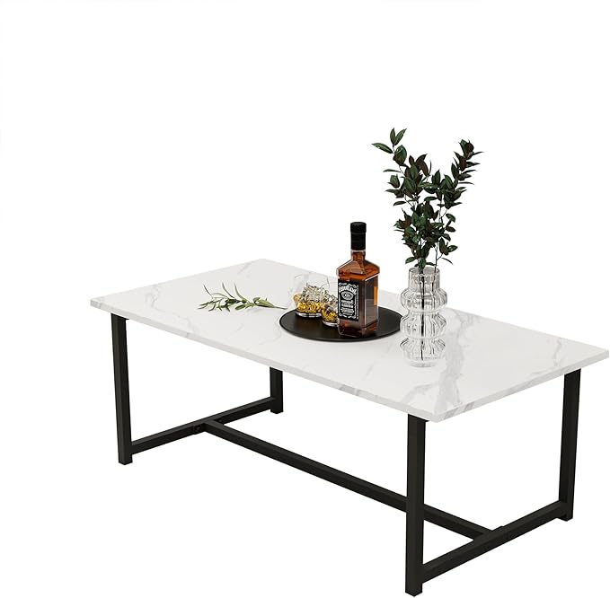 Industrial Coffee Table with Rectangle Wood and Stable Metal Frames