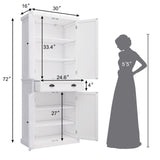 ARTPOWER Kitchen Pantry Storage Cabinet with Drawer and Adjustable Shelves, Bathroom or Hallway, White