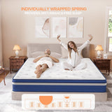 Twin Mattress, 10 Inch Hybrid Mattress with Individual Pocketed Coil Springs and High