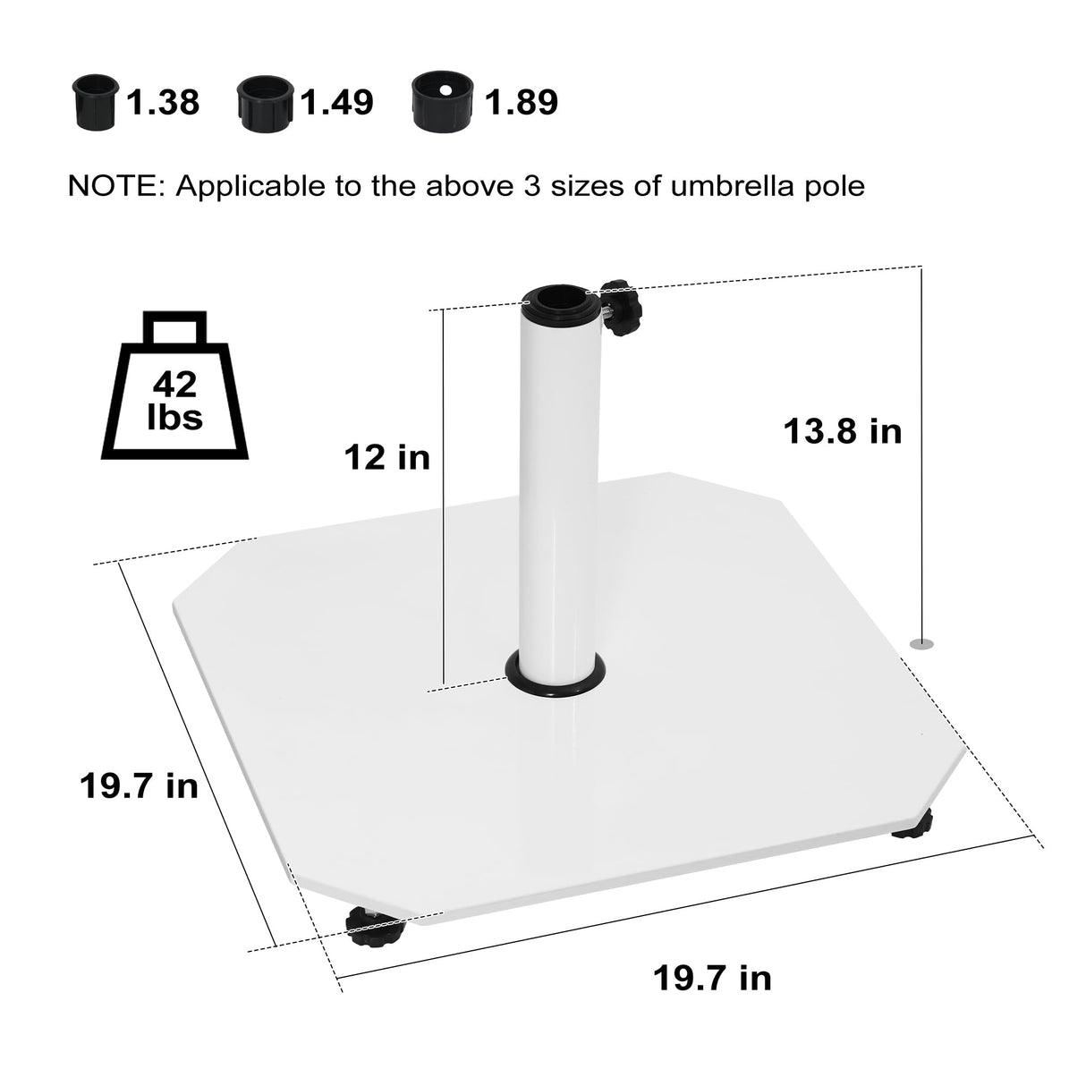 Umbrella Base 42 LBS Steel Umbrella Stand Adjustable Plate Stand, Patio Umbrella Base