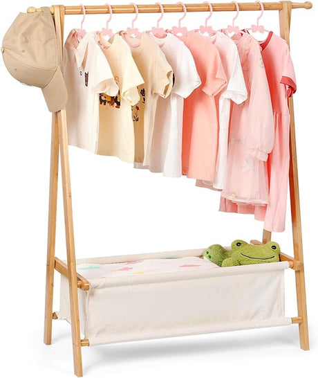 Kids Clothing Rack with Storage, Dress Up Rack, Child Clothes Rack, Small Garment Rack