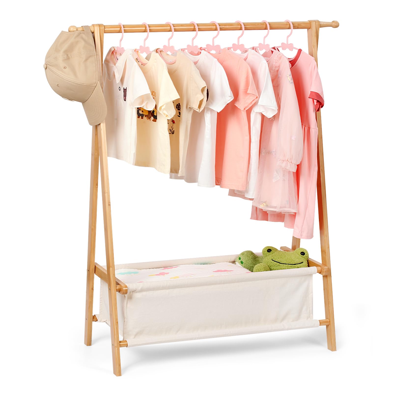 Kids Clothing Rack with Storage, Dress Up Rack, Child Clothes Rack, Small Garment Rack