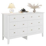 White Dresser, Chest of Drawers, Modern 6 Drawer Double Dresser with Deep Drawers