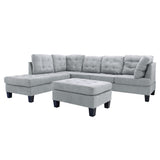 3 Piece Modern Tufted Micro Suede L Shaped Sectional Sofa