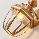 Gold Wall Outdoor Lantern Rainproof Wall Sconce with Clear Glass Shade Wall Mounted