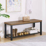 Shoe Bench, Industrial Entryway Bench with Metal Storage Shelf