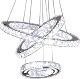 Modern Chandeliers Crystal Ceiling Light 3 Rings Dimmable LED Pendant Light Fixture