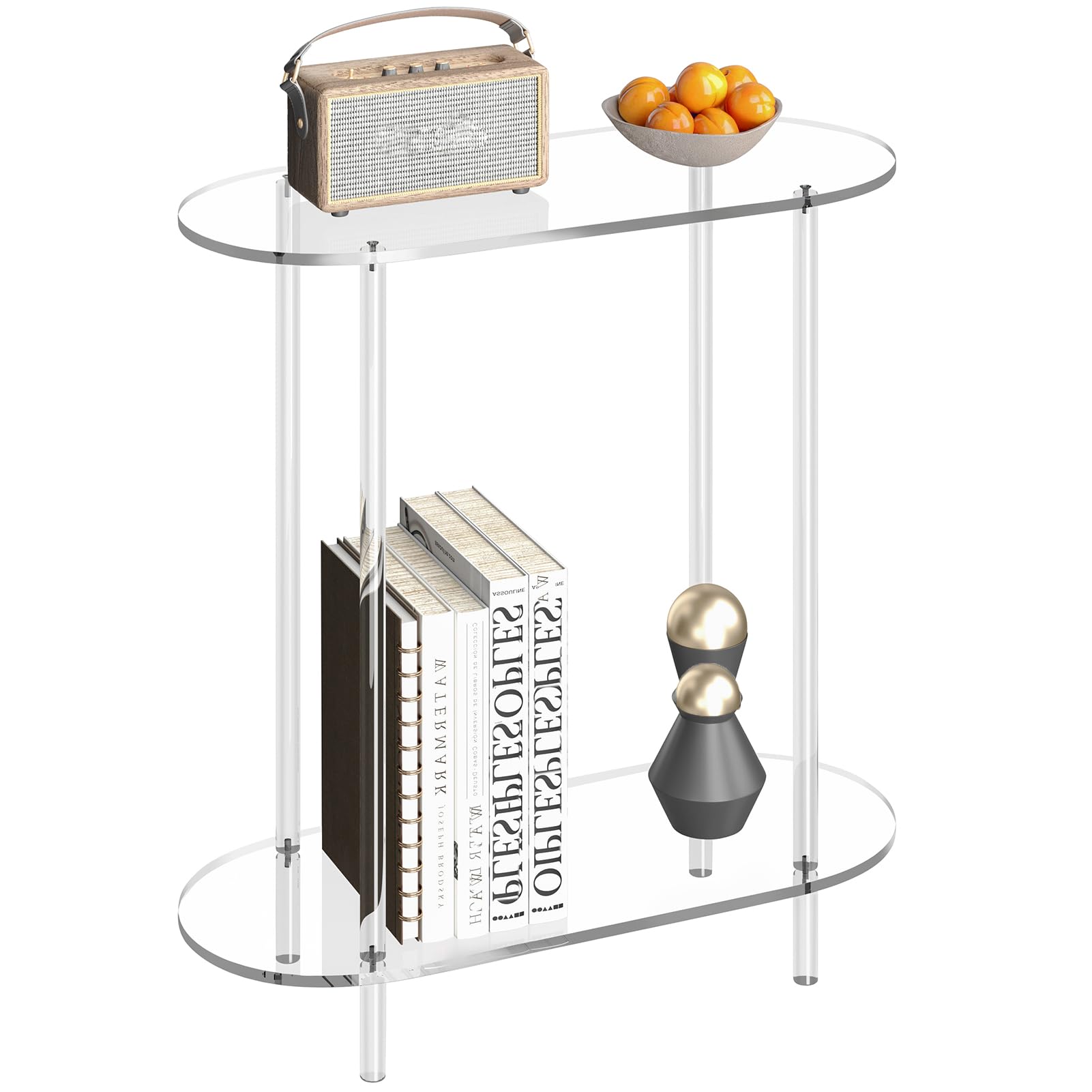 2-Tier Acrylic Console Table - 29.53" Clear Oval Frame Sofa Table