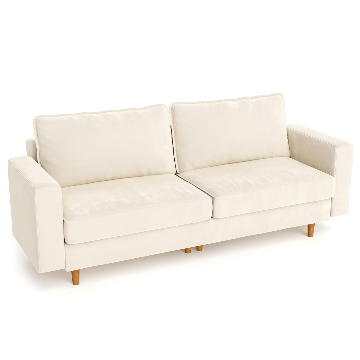 Pamapic 81” Loveseat Sofa,3 Seater Love Seat Couch,Comfy Dutch Velvet Cushion,Deep Loveseat,Removable Washable,Modern Love Seat Couch for Living Room,Bedroom, Apartment,Loft,Cream