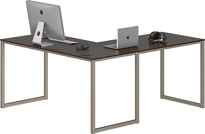 Home Office 55-Inch Large L Shaped Corner Desk, 24" Deep, White