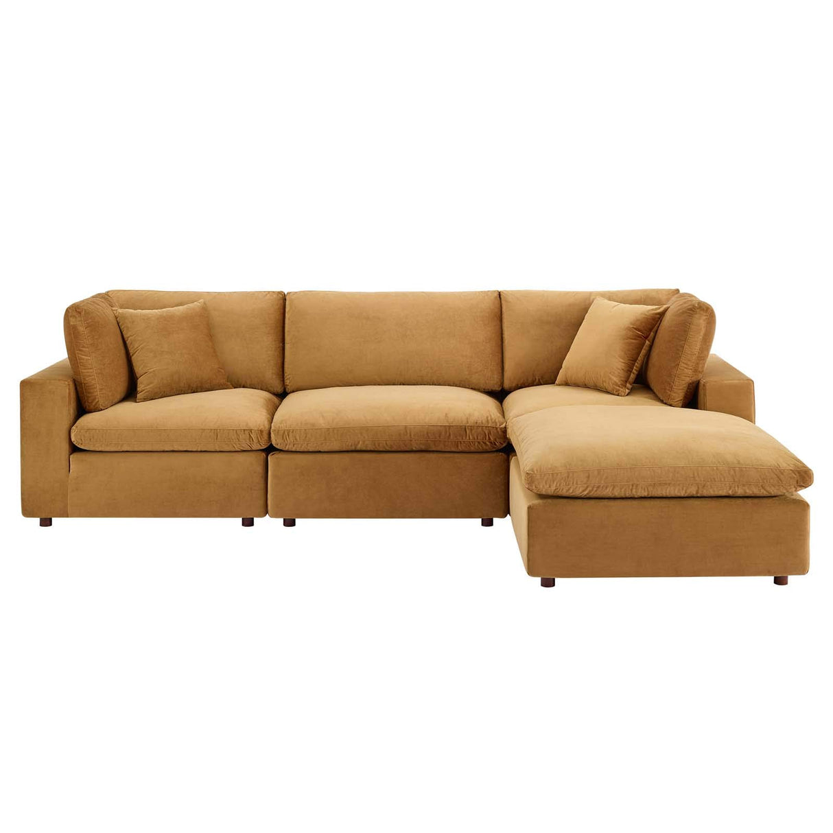 Commix Down-Filled Overstuffed Performance Velvet 4-Piece Sectional Sofa