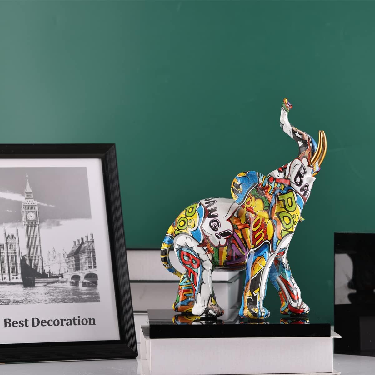 Elephant Decor Creativity Graffiti Elephant Figurines, Resin Colorful Elephant Statues