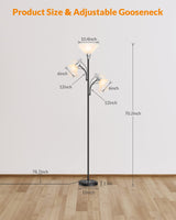 LEPOWER Floor Lamp, Standing Lamp with Replaceable 3000K Energy-Saving, Lamp for Living Room with Adjustable Reading Lights, Modern Bright Floor Lamp for Bedroom, Living Room, Office
