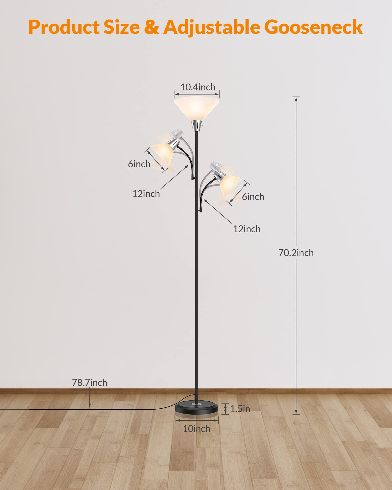Modern Floor Lamp with Adjustable Reading Light