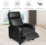 Recliner Chair, Massage Wingback Single Sofa w/Side Pocket, PU Leather Recliner