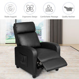 Recliner Chair, Massage Wingback Single Sofa w/Side Pocket, PU Leather Recliner