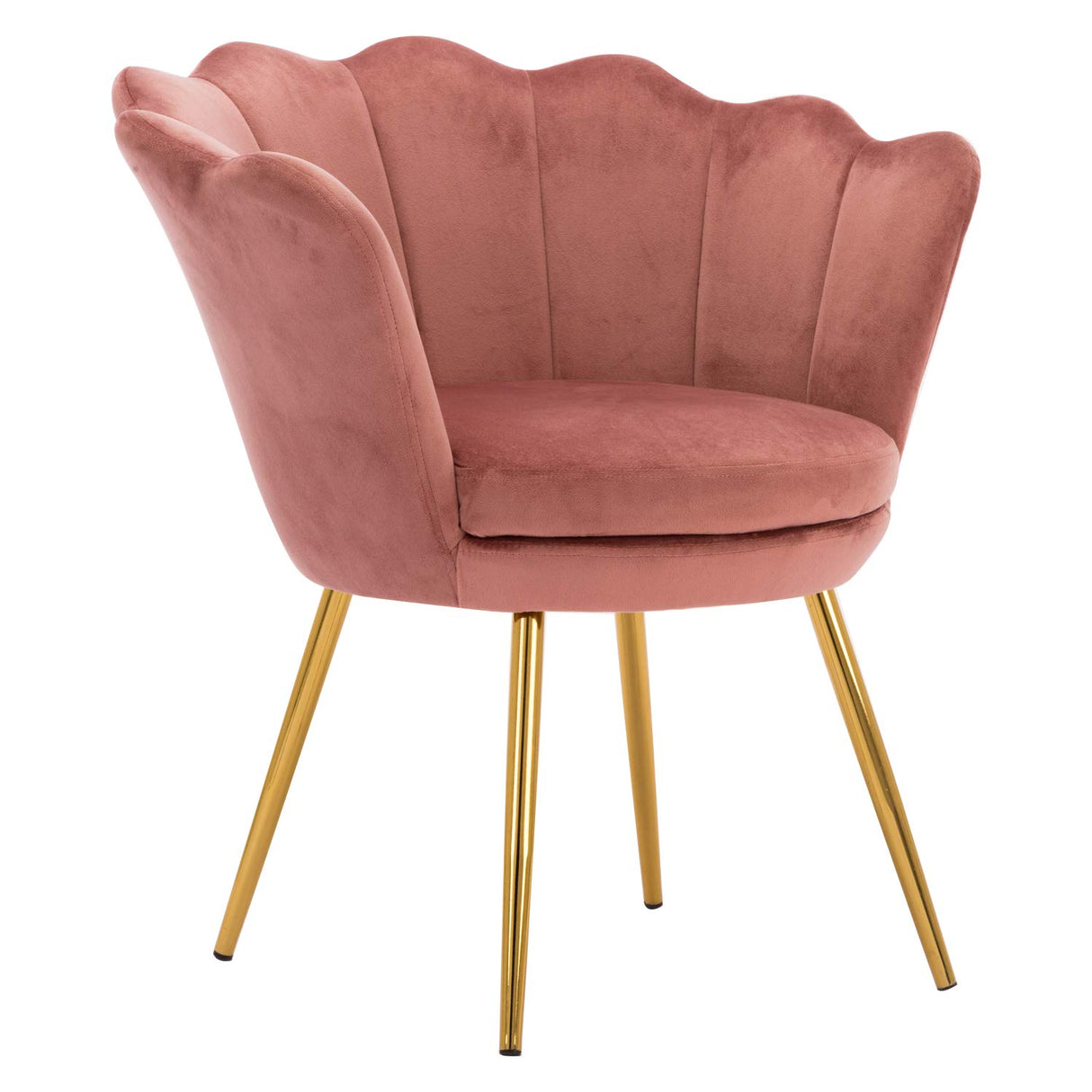 Accent Chair for Bedroom with Gold Plating Metal Legs, Leisure Armchair for Living Room/Cafe/Vanity, Dark Pink