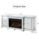 Electric Fireplace TV Stand for TVs up to 65”, Mirrored TV Stand with 18” LED Fireplace