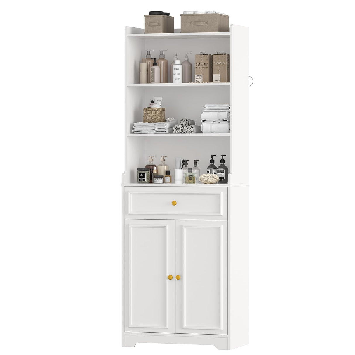 73.2'' Tall Bathroom Storage Cabinets with Doors and Drawer & Shelves