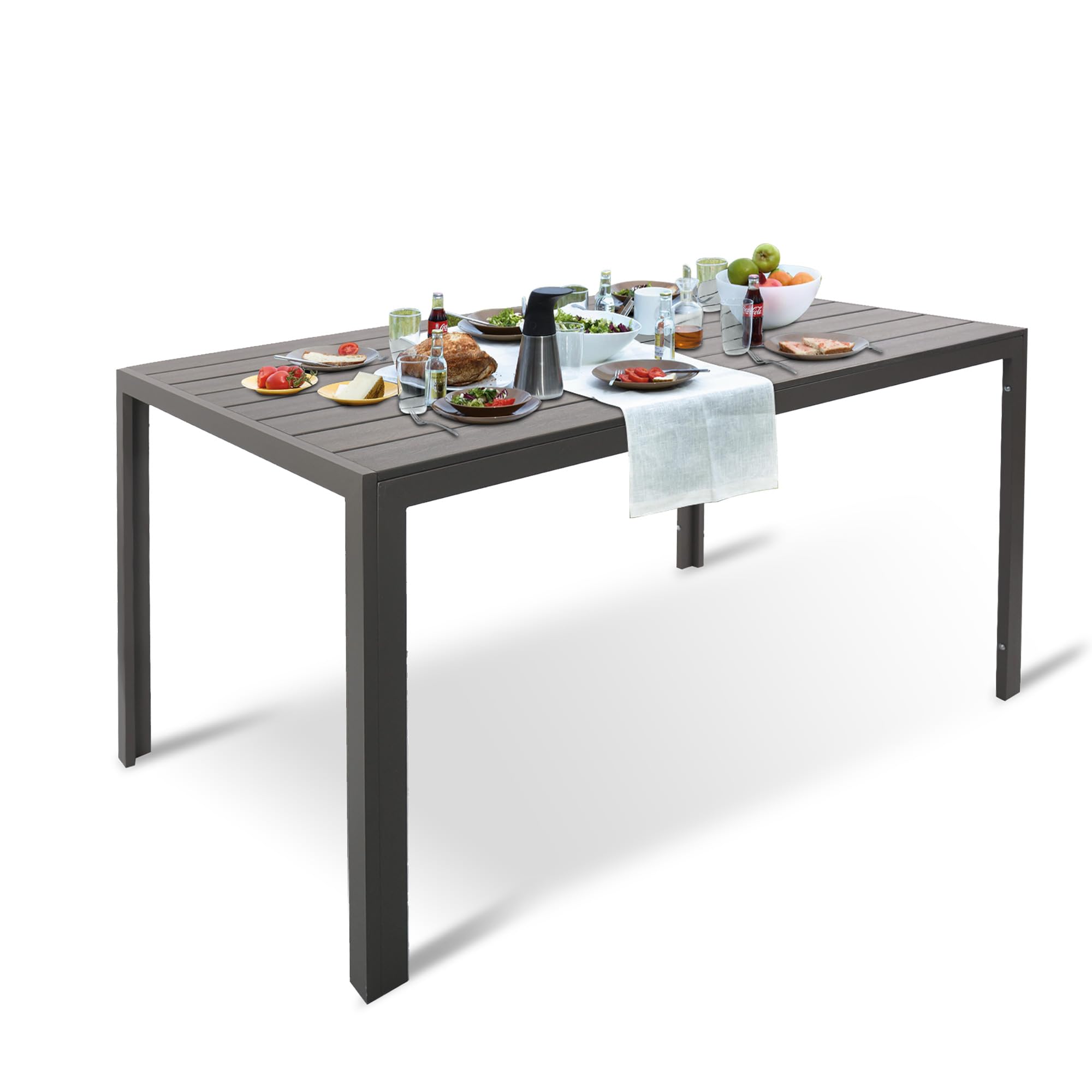Outdoor Dining Table for 6 Person, 55” Weather-Resistant Patio Dining Table