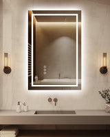 16x24''Small Bathroom Mirror with Lights,Front Lighted Bathroom Mirror for Wall,Stepless