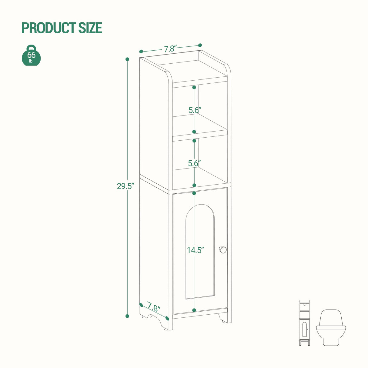 Bathroom Storage Cabinet, Corner Floor Cabinet with Doors and Adjustable Shelf, Narrow