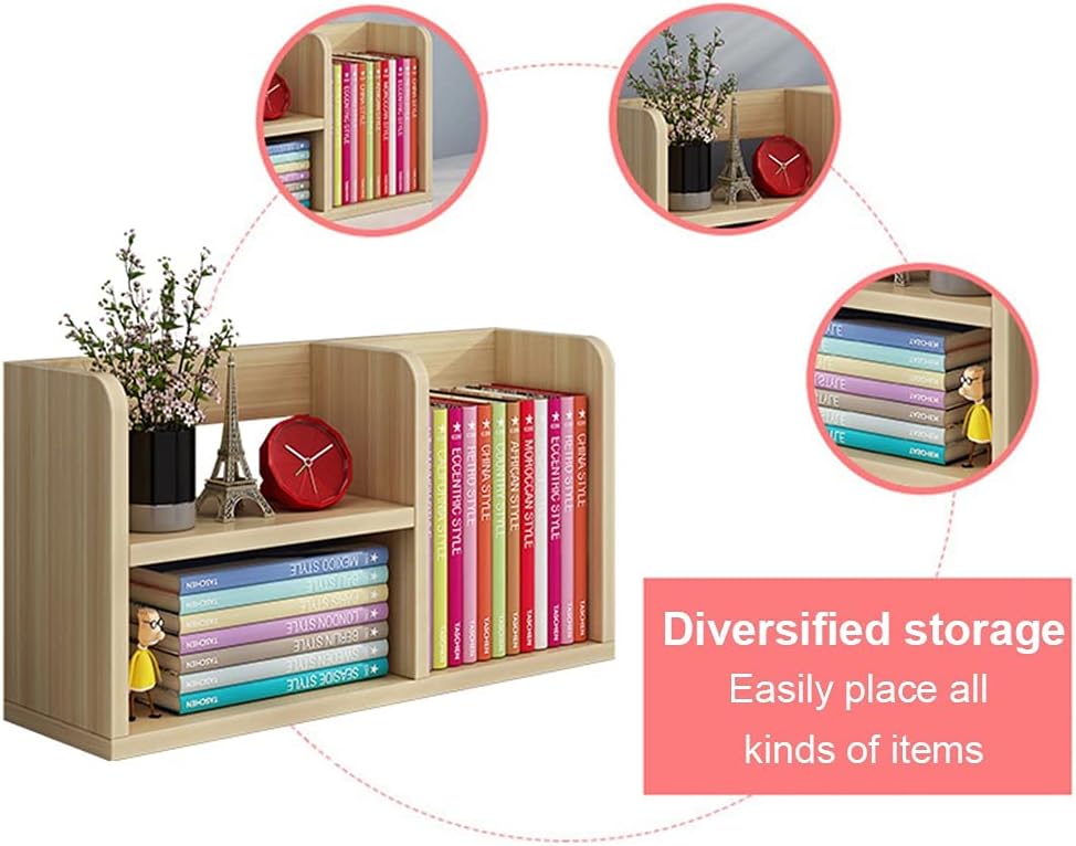 Bookshelf,Solid Wood Multi-Purpose Table Top, Large Space Independent Bookshelf, Small Rack for Student Storage