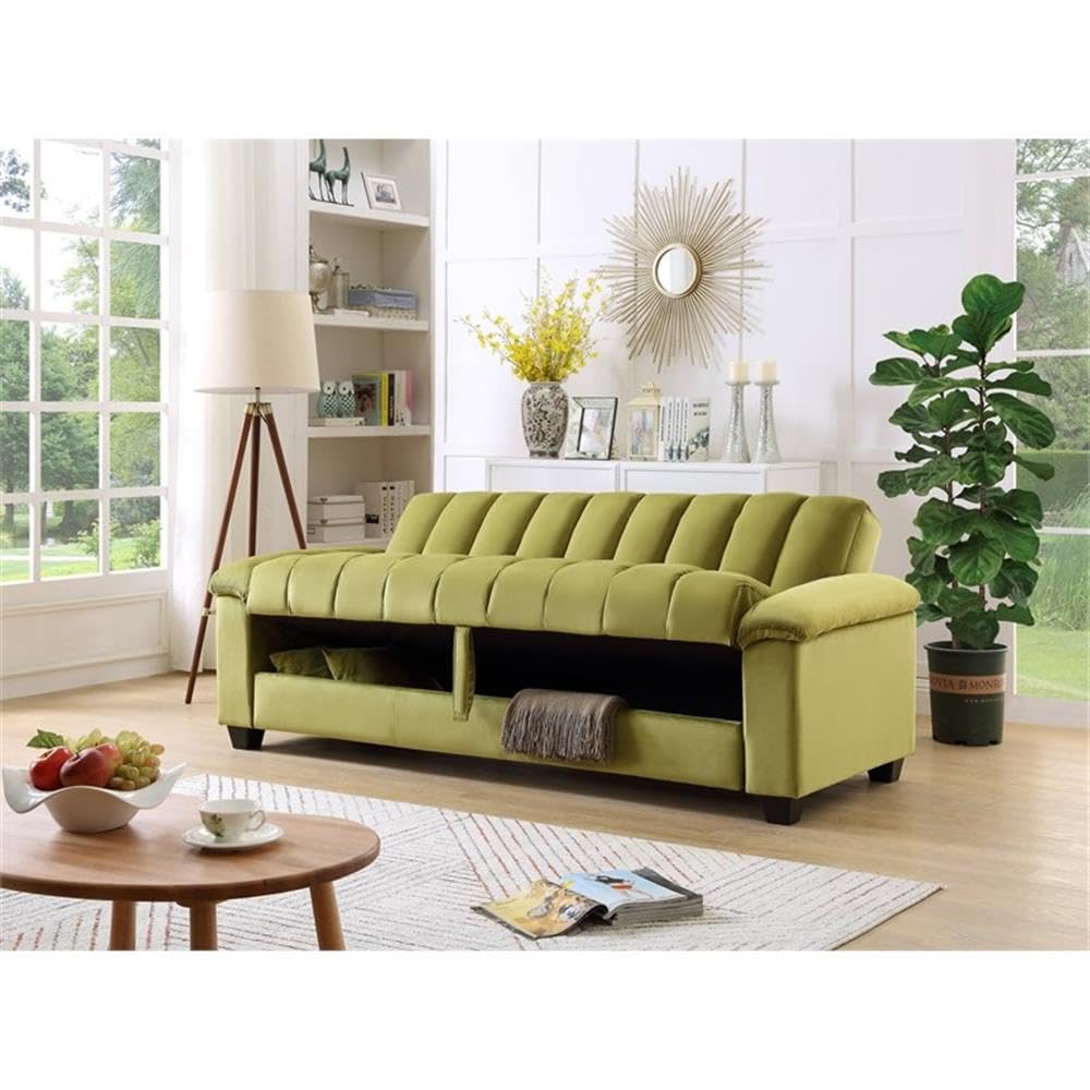 83" Convertible Modern Velvet Storage Sleeper Sofa Bed in Green
