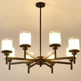 Farmhouse Wood Wagon Wheel Chandelier,6-Light Rustic Pendant Light with Glass Shades