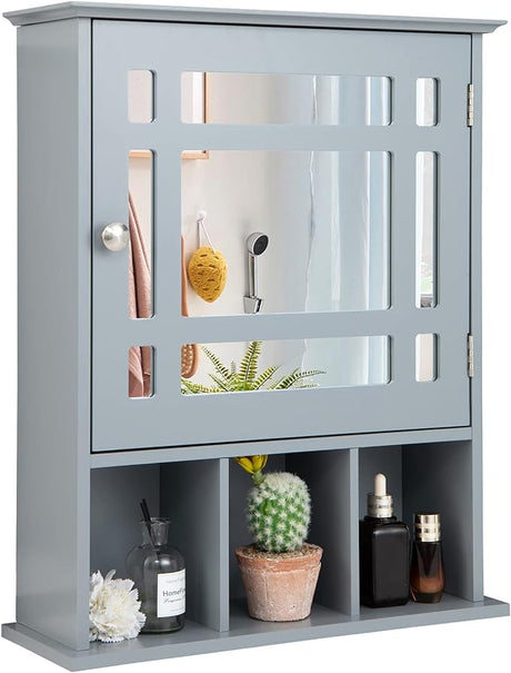 Wall-Mounted Bathroom Cabinet, 2-in-1 Storage Organizer with Mirror Door