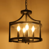 4-Light Farmhouse Chandelier - Black Semi Flush Mount Ceiling Light