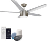 52 Inch Smart Ceiling Fan, DC Reversible Motor Noiseless Timing 3CCT Dimmable, Black