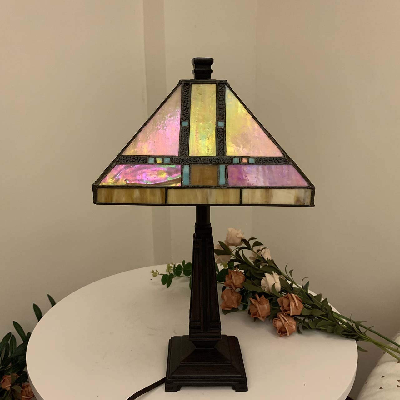 Mission Tiffany Style Stained Glass Table Lamp