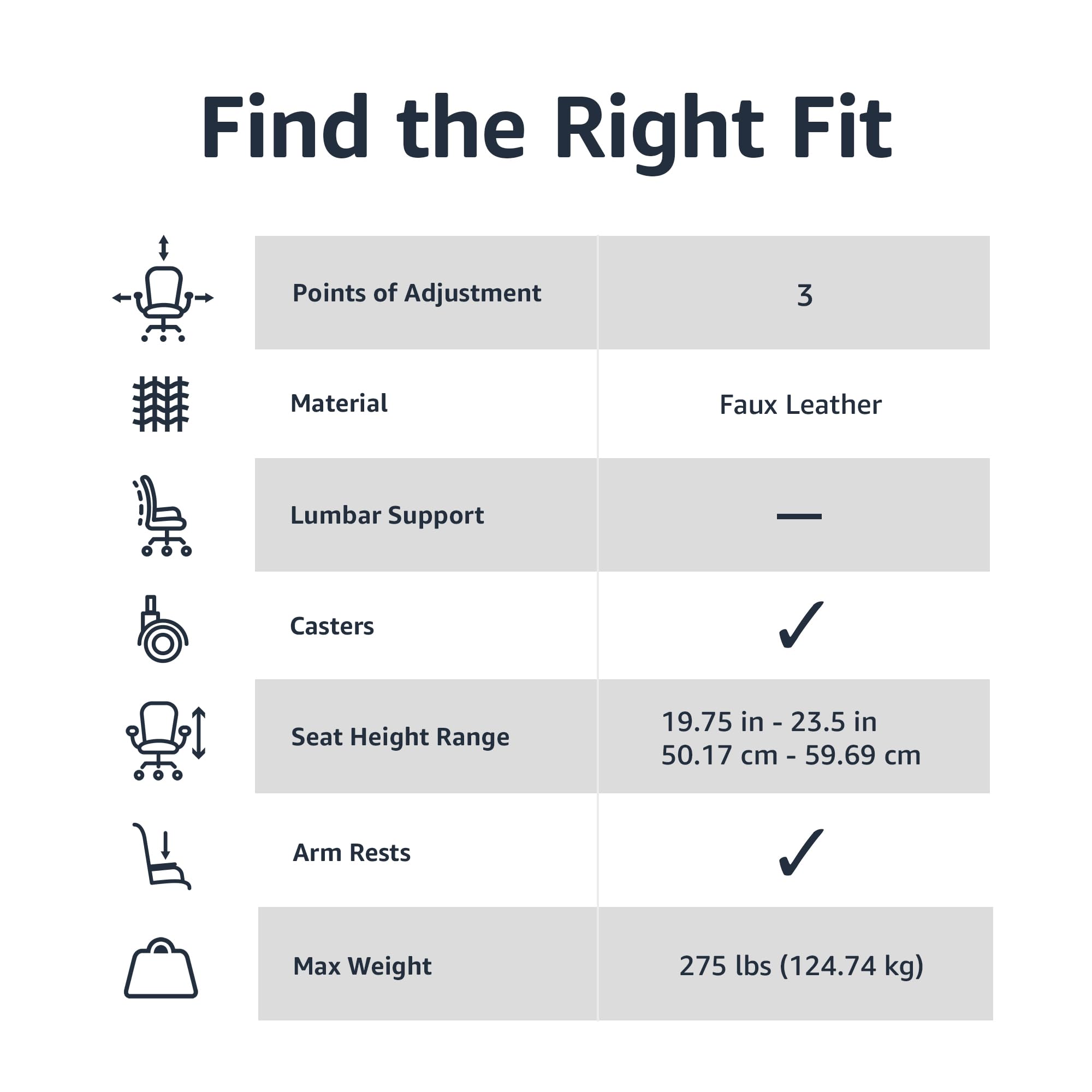 Classic PU Padded Mid-Back Office Chair with Armrests - Brown