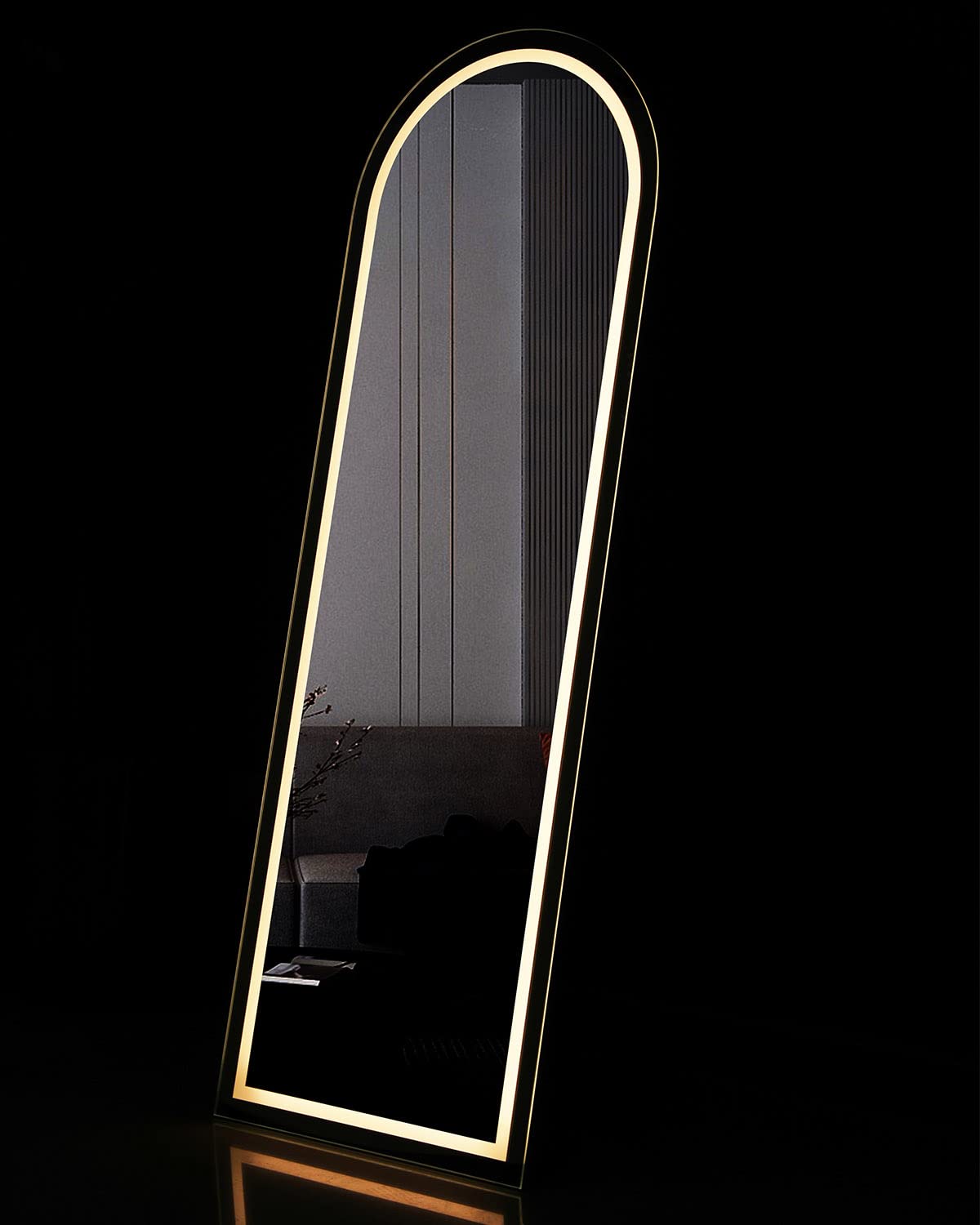 65"x22" Arched Full Length Mirror with Lights, LED Mirror Full Length with Stands