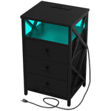 LED Nightstand with Charging Station, Tall Dresser for Bedroom with LED Light