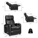 Recliner Chair, Massage Wingback Single Sofa w/Side Pocket, PU Leather Recliner