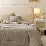 King Size Comforter Set Oatmeal, 3pcs (1 Boho Comforter & 2 Pillowcases), All Season