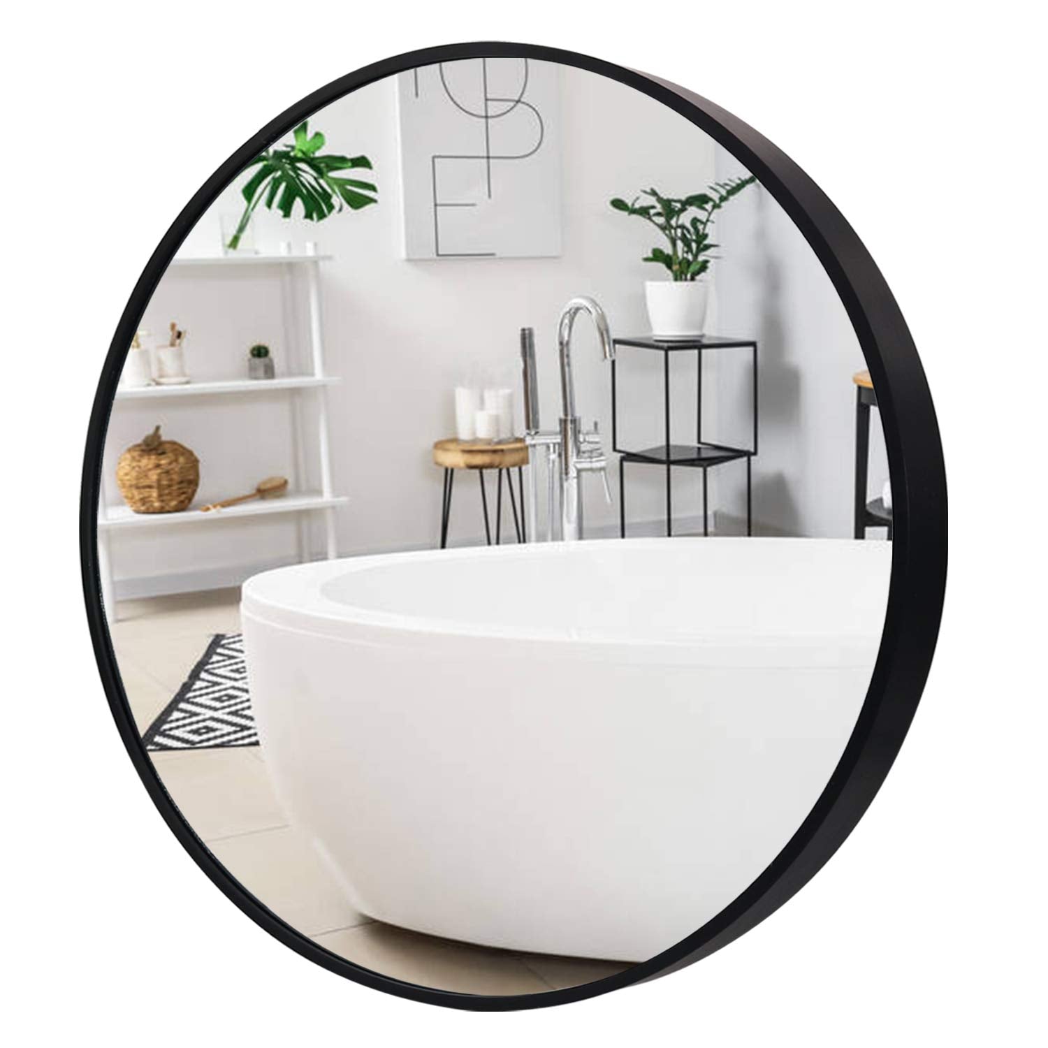32” Large Circle Mirror for Bathroom, Living Room Entrance Dining Room Accent Decor