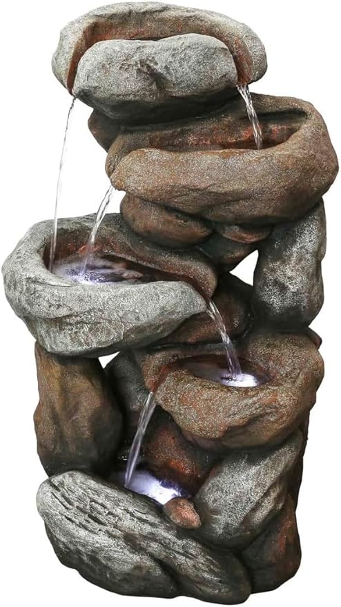 Stunning Outdoor Water Feature for Gardens & Patios. Weather Resistant w/LED Lights