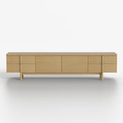 86.81" Modern TV Stand with Solid Wood Legs and Adjustable Storage