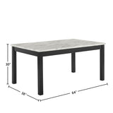 Celeste Dining Table for 6 with Heat Resistant Faux Marble, 64-Inch, Black Base