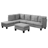 Modern Tufted Micro Suede L Shaped Sectional Sofa Couch with Reversible Chaise