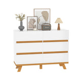 White 6 Drawer Dresser for Bedroom, Modern Wooden Storage Organizer