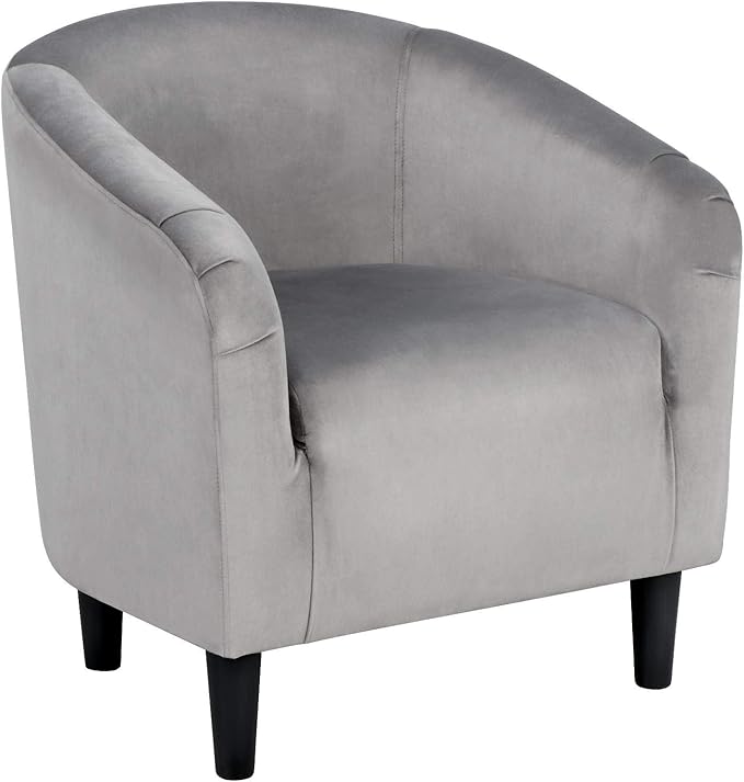Living Room Chair, Velvet Accent Upholstered Barrel Sitting Chair with Armrest and Low